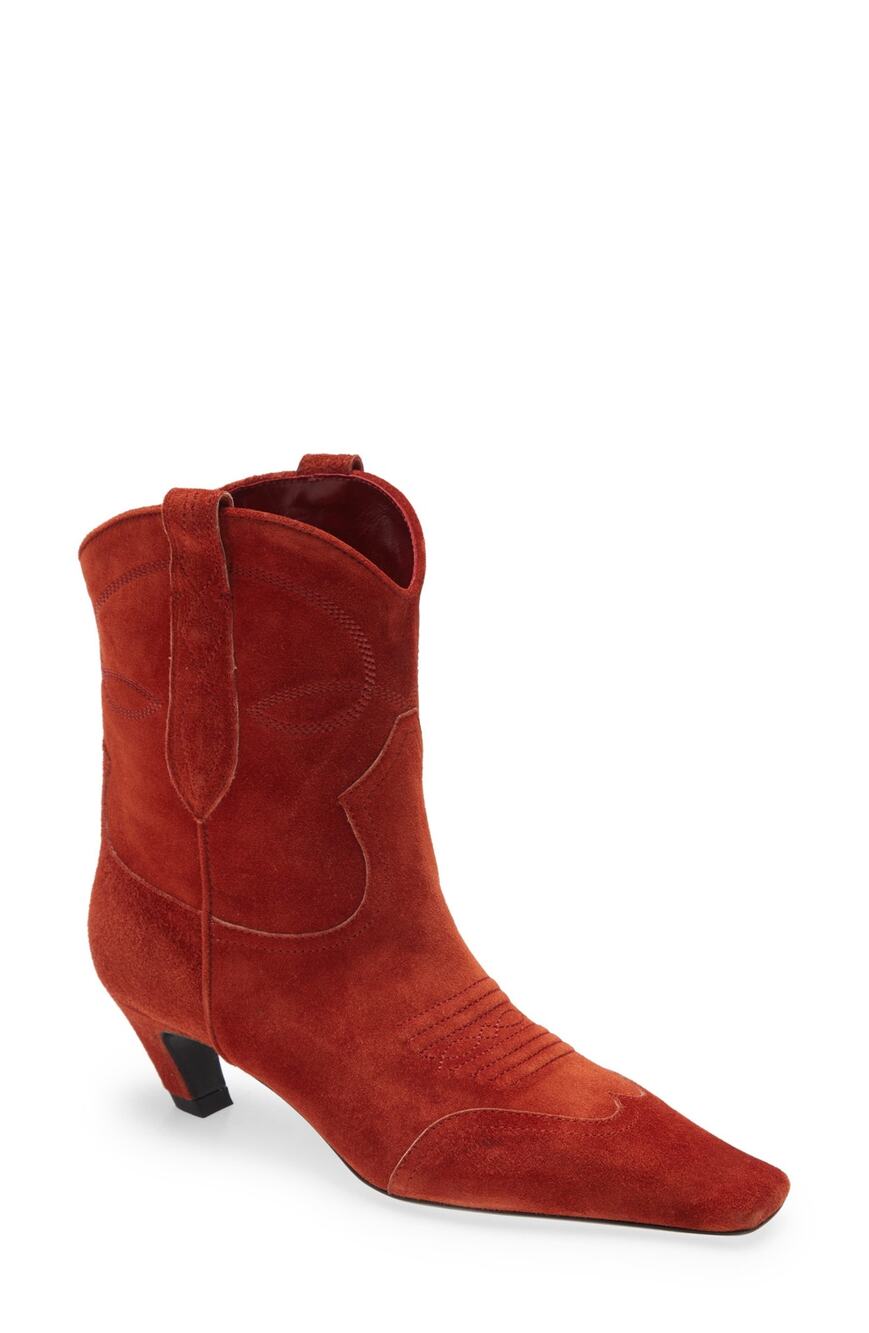 KHAITE Dallas Suede Short Western Boot - US 9